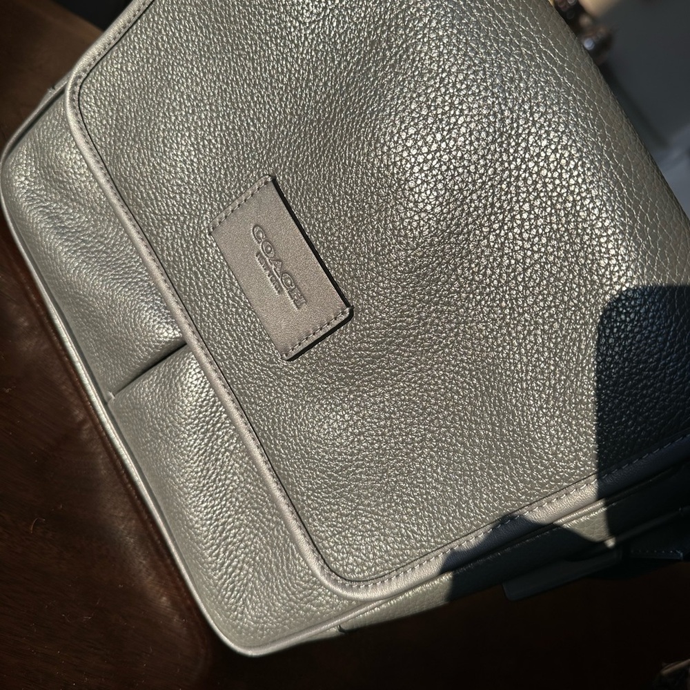 Coach Pebble Leather Messenger Bag in Gray